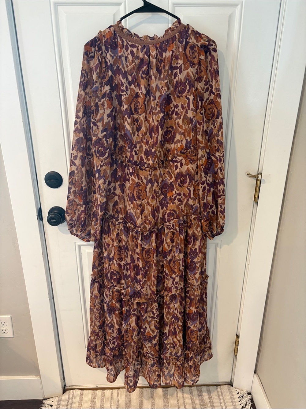 bohme Floral Tiered Maxi Dress in Brown and Purple - Picture 2 of 2
